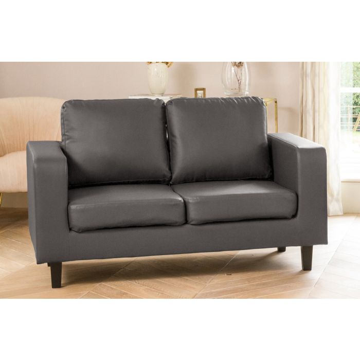 REGNIX Bonded Leather 2 Seater Sofa - Grey