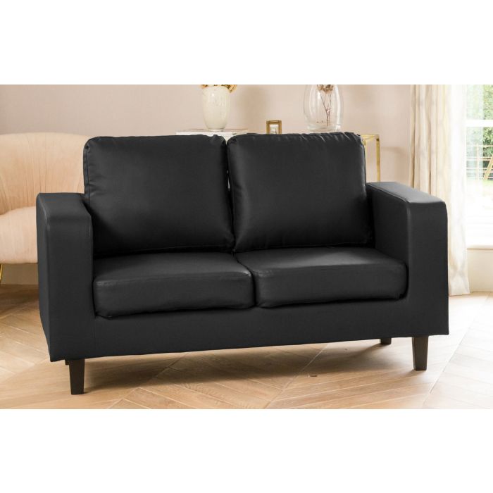 REGNIX Bonded Leather 2 Seater Sofa - Black
