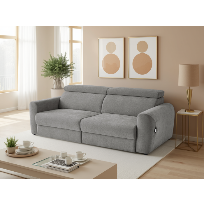 HALVORA Fabric 3 Seater Electric Recliner Sofabed - Grey