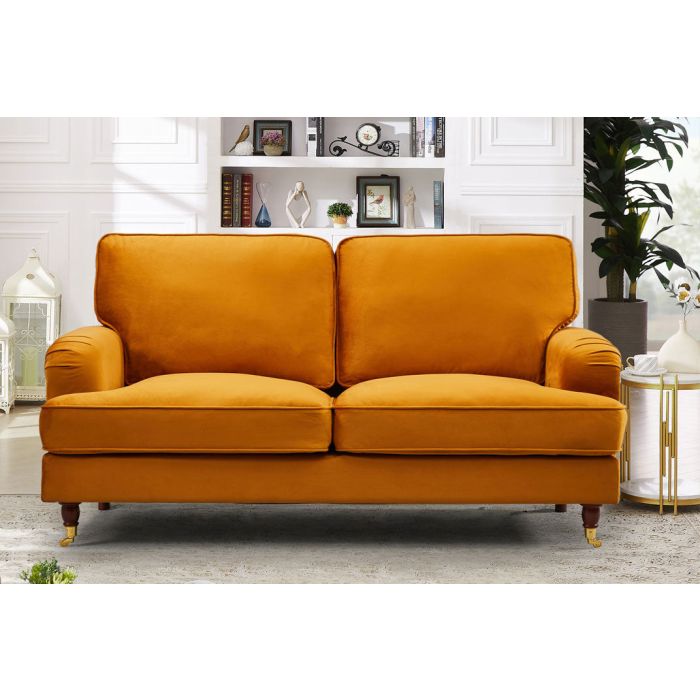 VELARO Velvet 2 Seater Sofa - Orange