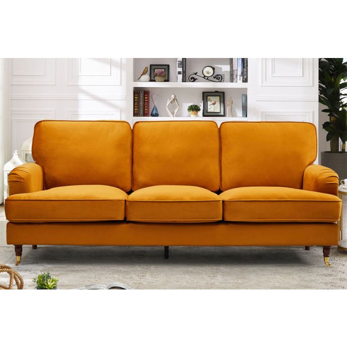VELARO Velvet 3 Seater Sofa - Orange