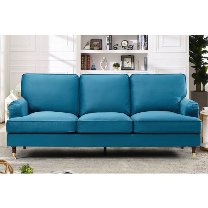 VELARO Velvet 3 Seater Sofa - Teal