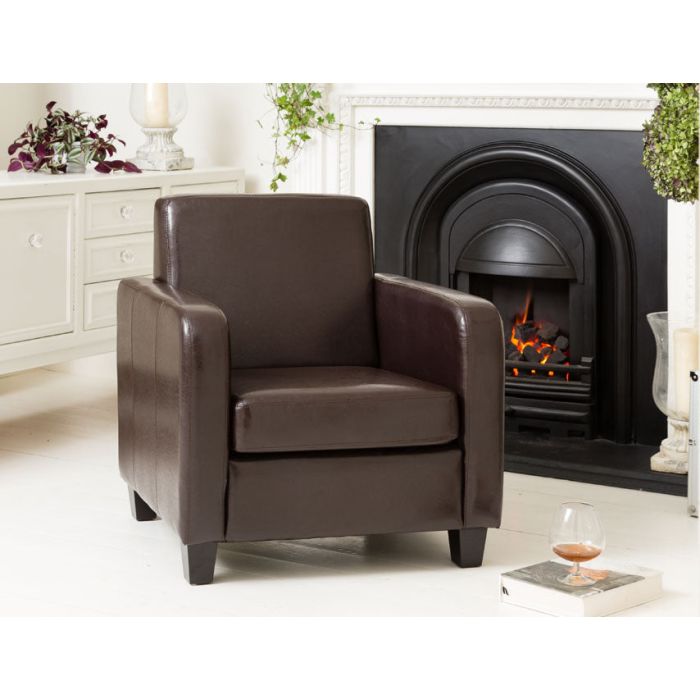 Armchair - MONTEZZA Faux Leather Chair - Brown
