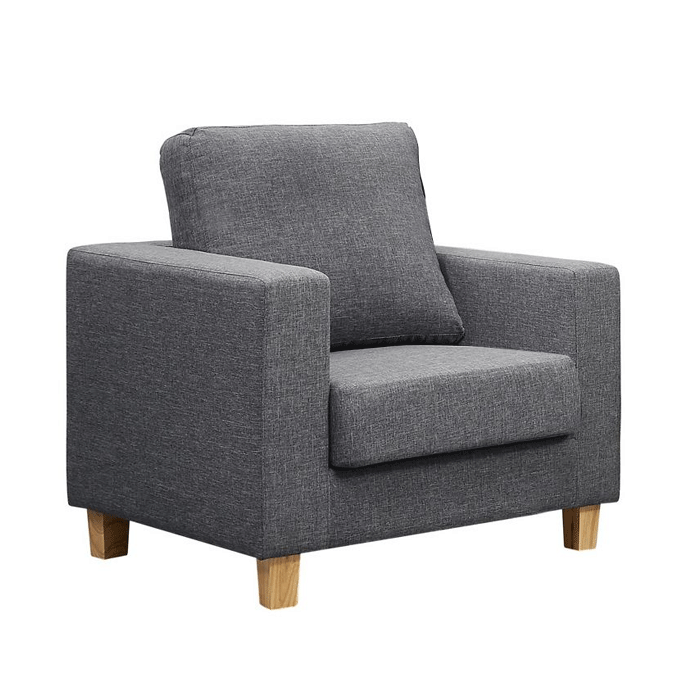 Buxton Linen Fabric 1 Seater Sofa - Dark Grey