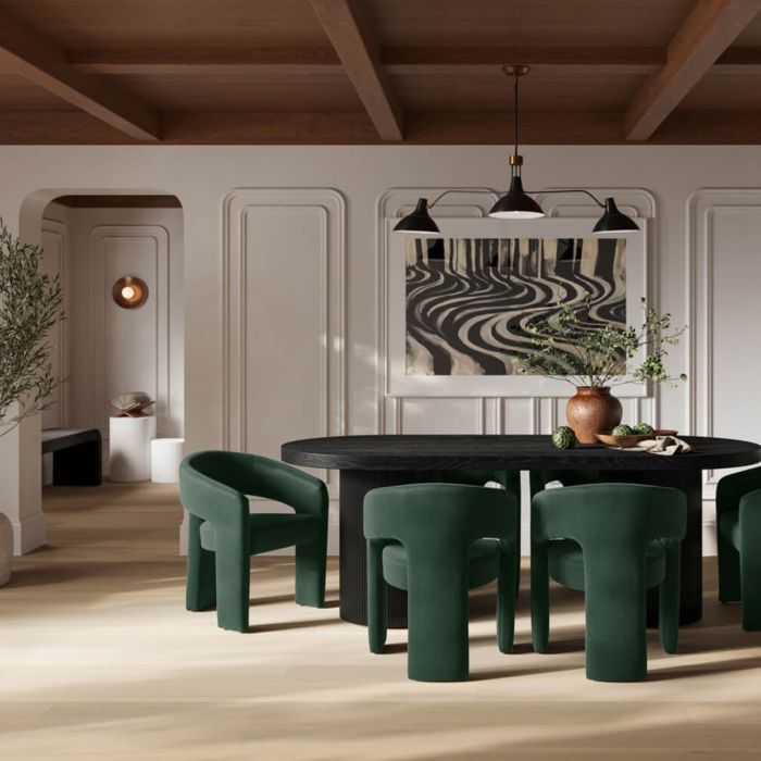 ALUNA Velvet Dining Chair - Forest Green