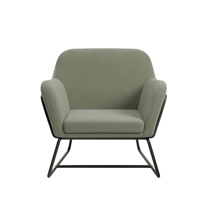 Winchester Armchair with Matte Black Legs - Sage Velvet