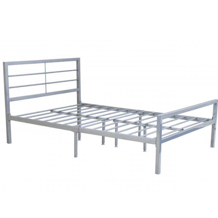 Atherton Contract Metal Bed Sleeping Space with Durability and Elegance in Silver - 4ft Small Double Bed