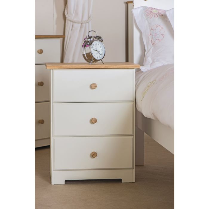 Colorado White Oak 3 Drawer Bedside Cabinet