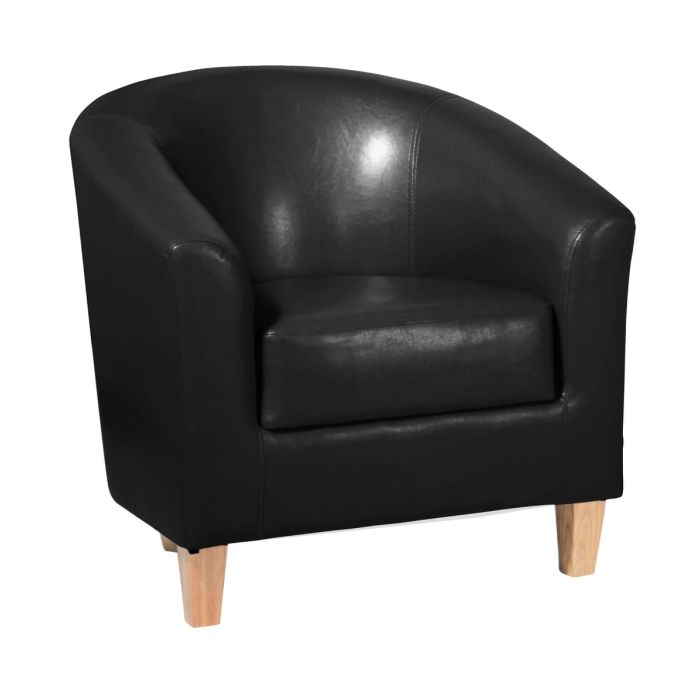 Bexhill Single Seater Faux Leather Sofa - Black