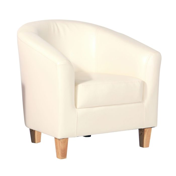 Bexhill Single Seater Faux Leather Sofa - Cream
