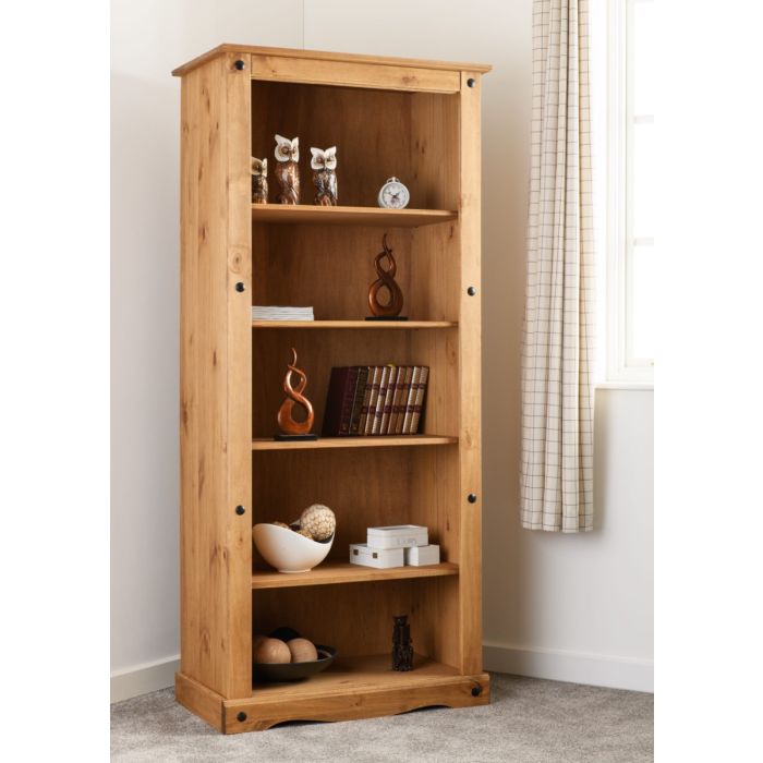 Corona Tall Bookcase - Distressed Waxed Pine