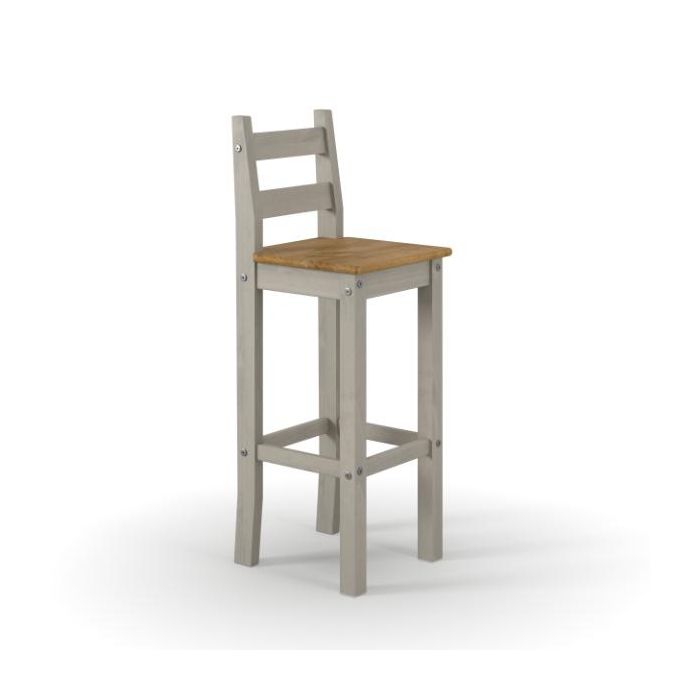 Ethans Pair of High Breakfast Bar Chairs - Grey