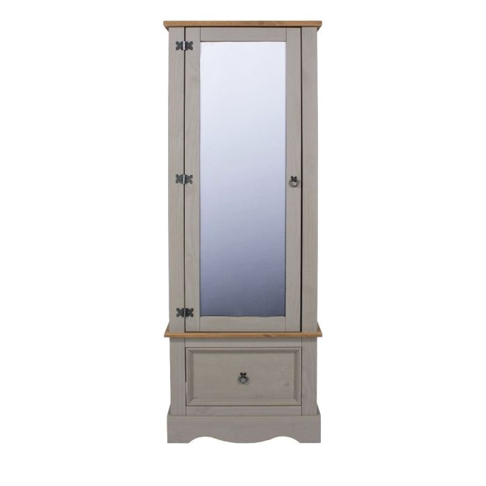 Corona Armoire Mirrored Wardrobe - Grey