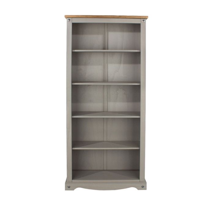 Corona Tall 5-Tier Open Bookcase - Grey