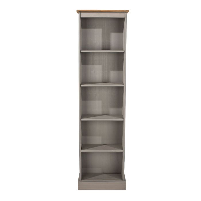 Corona Tall Narrow Open Bookcase - Pine or Grey-Grey