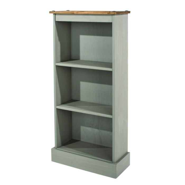 Corona Low Narrow Open Bookcase - Grey