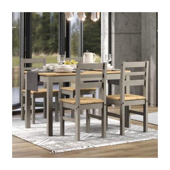 Ethans Dining Table with 4 Chair Set - Grey