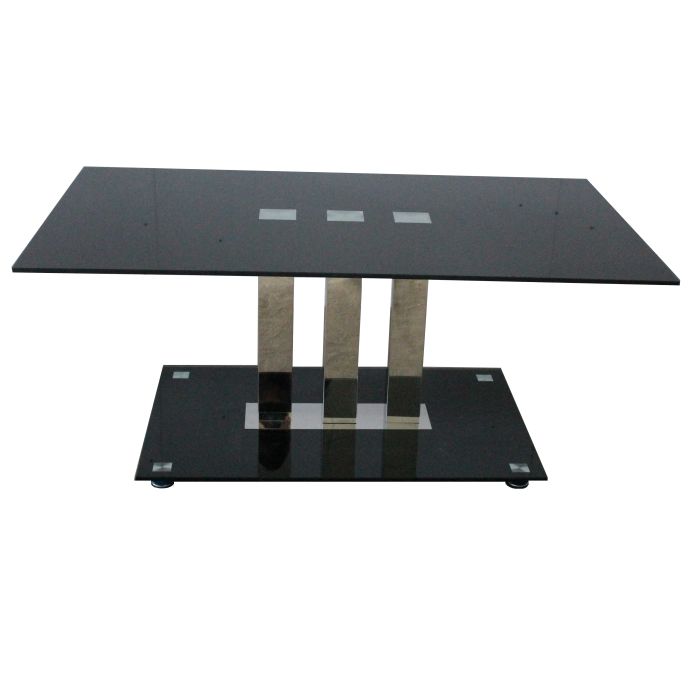 Naples Black Glass & Steel Coffee Table