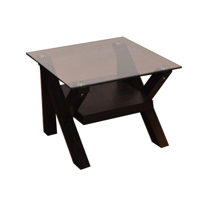 Cross Black Glass Side Lamp Table