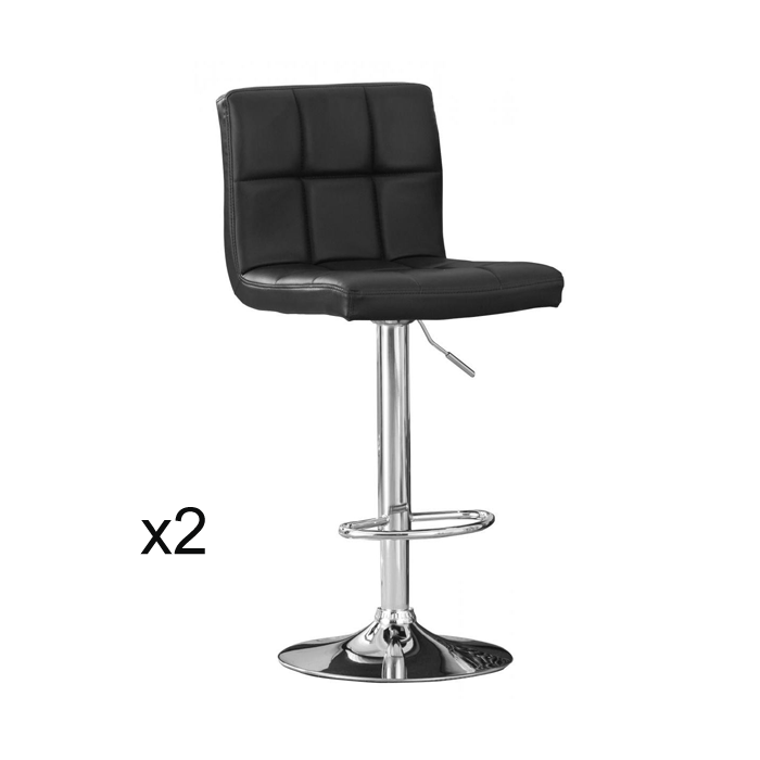 Selkirk Adjustable PU Bar Stools with Chrome Base Black - Set of 2