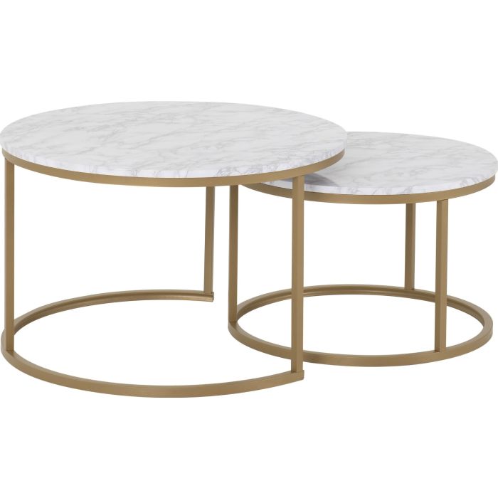 Dallas Round Coffee Table Set - Marble Gold Effect