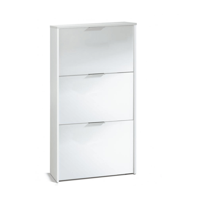 Saltash High Gloss 3-Door Shoe Cabinet - White