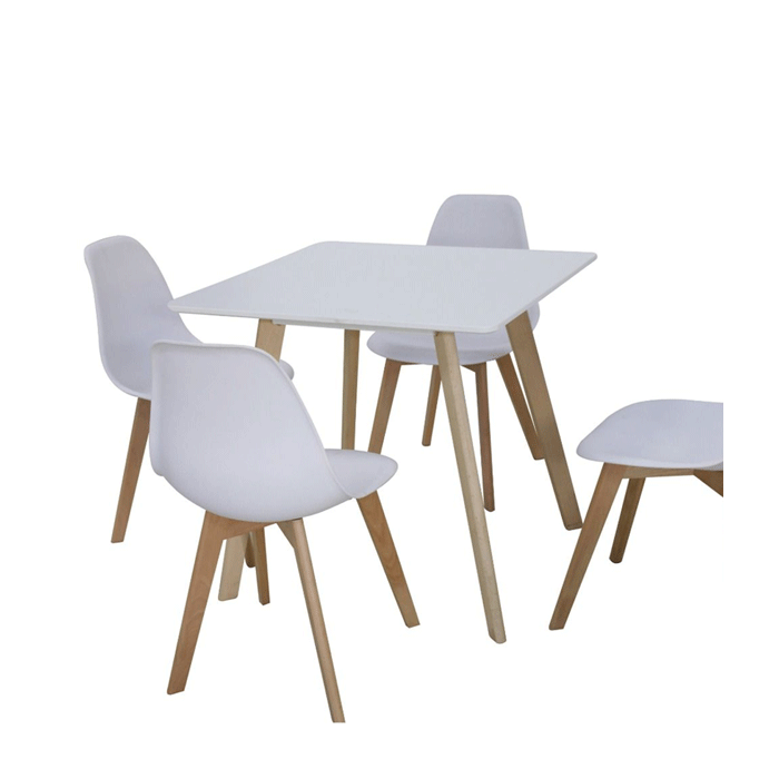 Lynton Small Square Dining Table with Solid Beech Legs - White