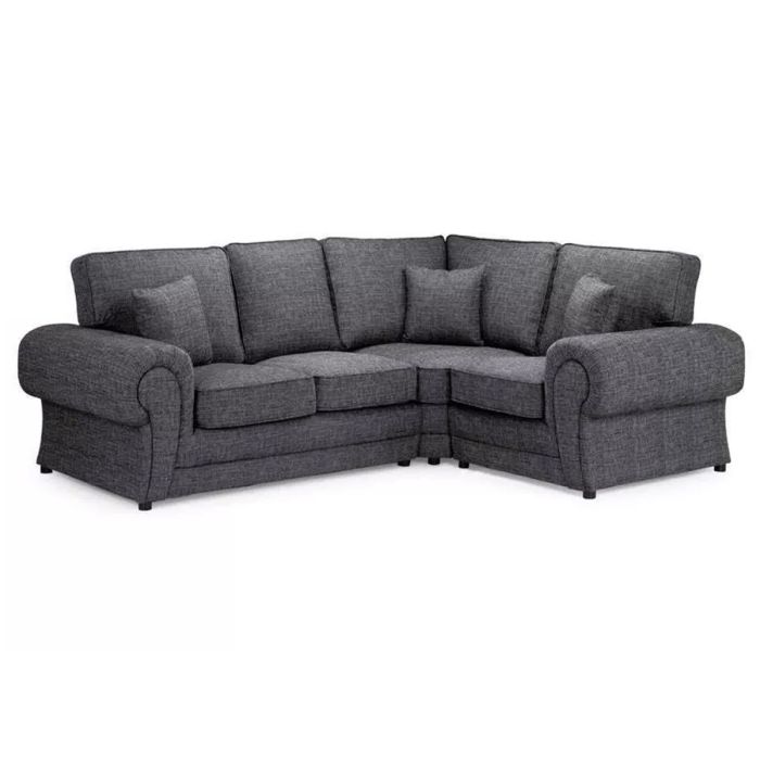 DAVERY Chenille Fabric 4 Seater L Shaped Fullback Corner Sofa - Grey, Right Hand Facing
