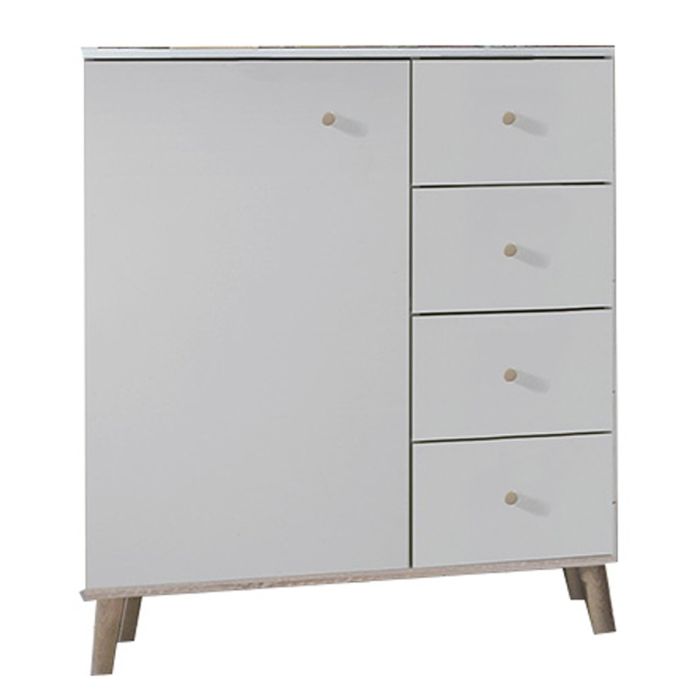 Berten 1 Door 4 Drawer Combi Storage Chest - White and Oak