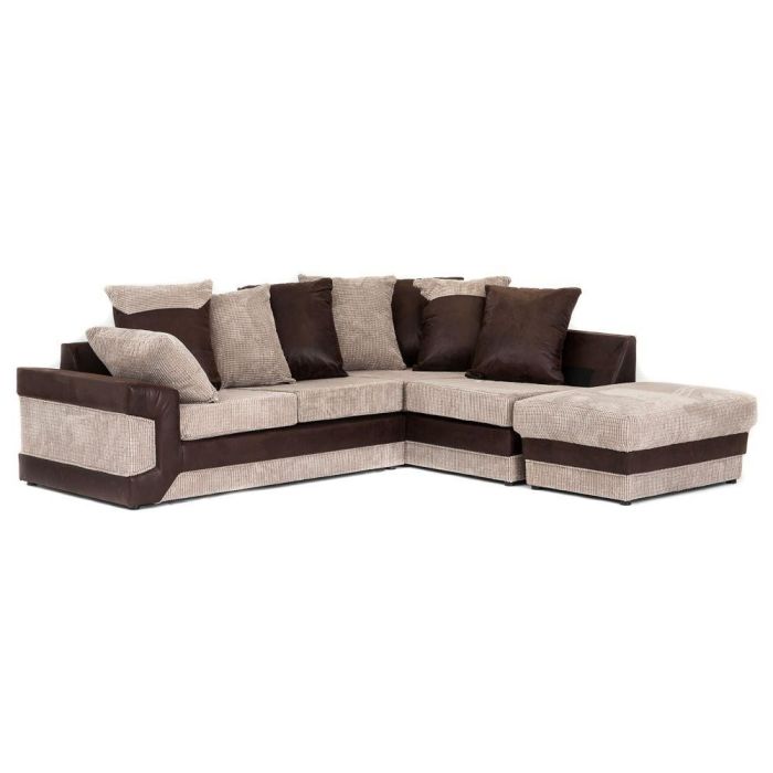 DENZEL Jumbo Cord 5 Seater L Shaped - Right Hand Facing Corner Sofa - Brown and Beige