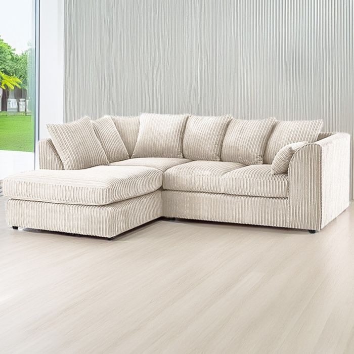 DESMOND Jumbo Cord 4 Seater L Shaped - Left Hand Facing Corner Sofa - Cream