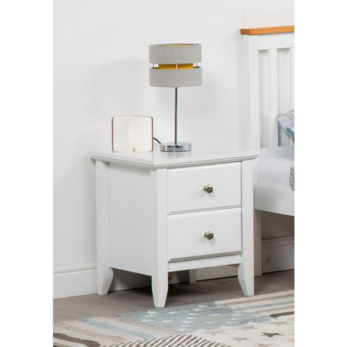 Bedside Table - AMBANI 2 Drawer Nightstand White