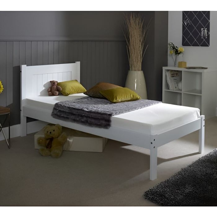 Double Bed - DIAMOND 4ft6 Wooden Bed White