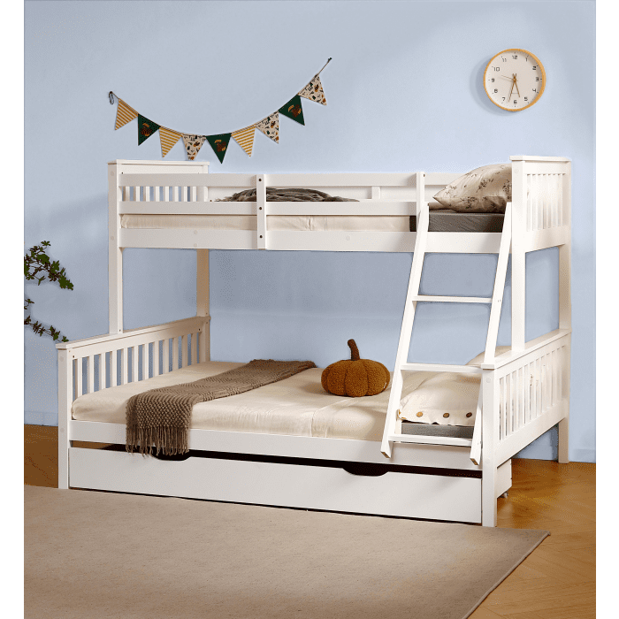 Double Bed - HANIA 3ft over 4ft Bunk Bed White