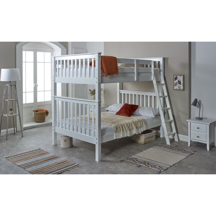 Small Double Bed - MEDEN 4ft Bunk Bed White