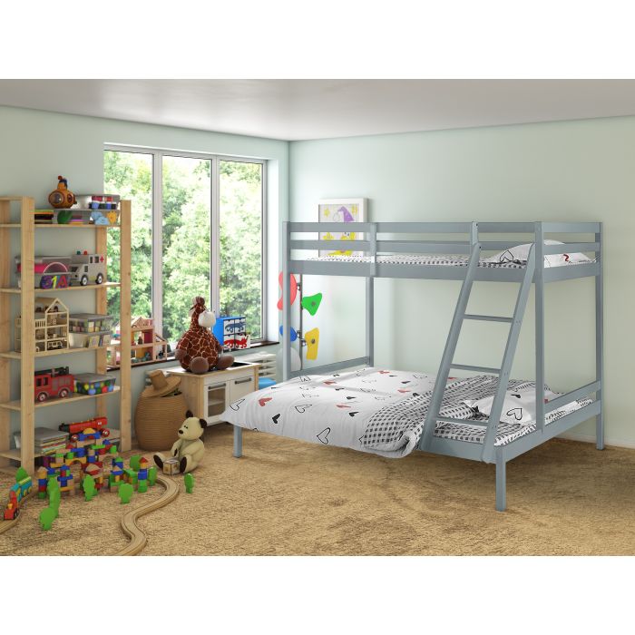 Double Bed - SURVEY 3ft over 4ft Bunk Bed Grey