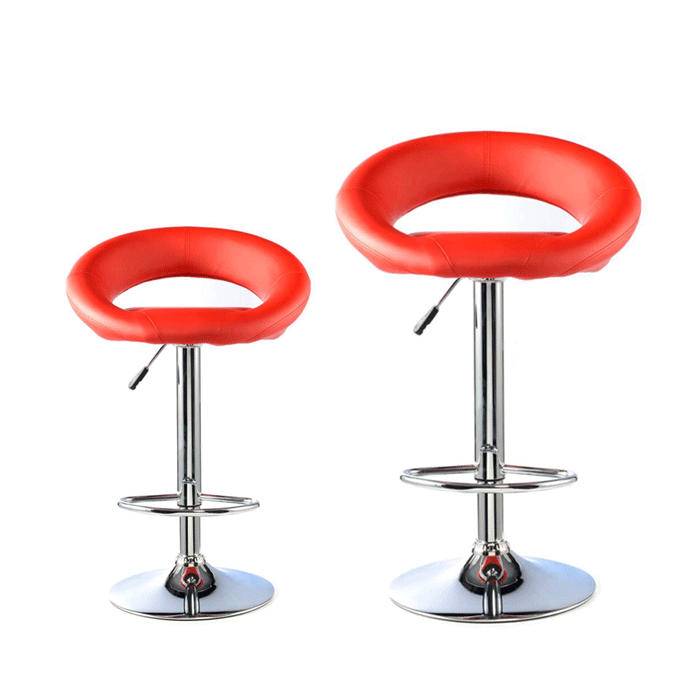 Cordova Swivel Bar Stools Set of 2 with Adjustable Height and Chrome Finish - Red