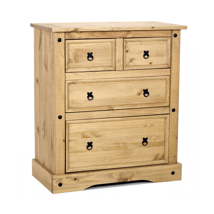 Pine Finish Chest of Drawers - CARLISLE I Large Chest  4 Drawers