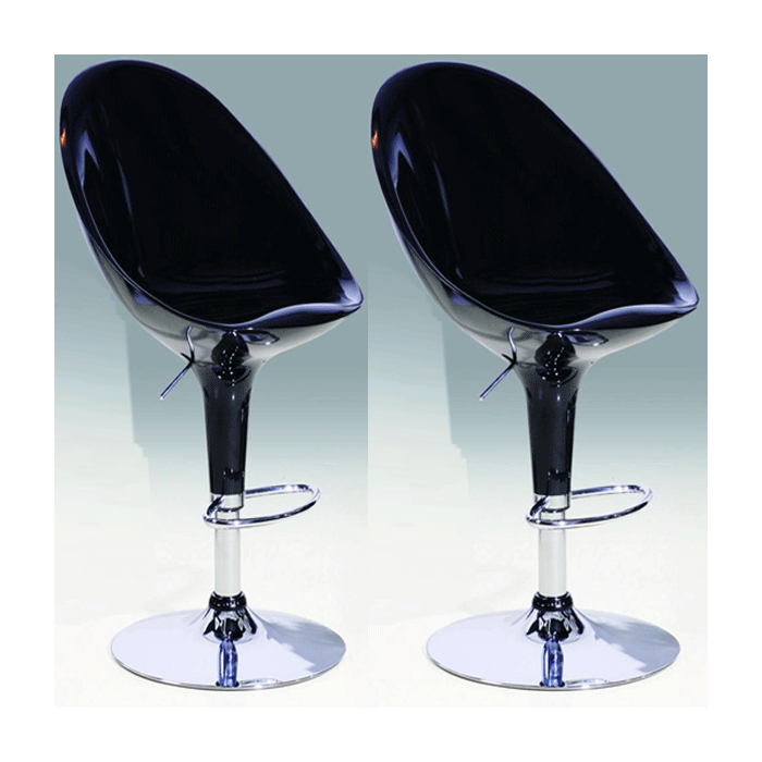 Oldham Chrome Bar Stool Pair with Adjustable Features - Black