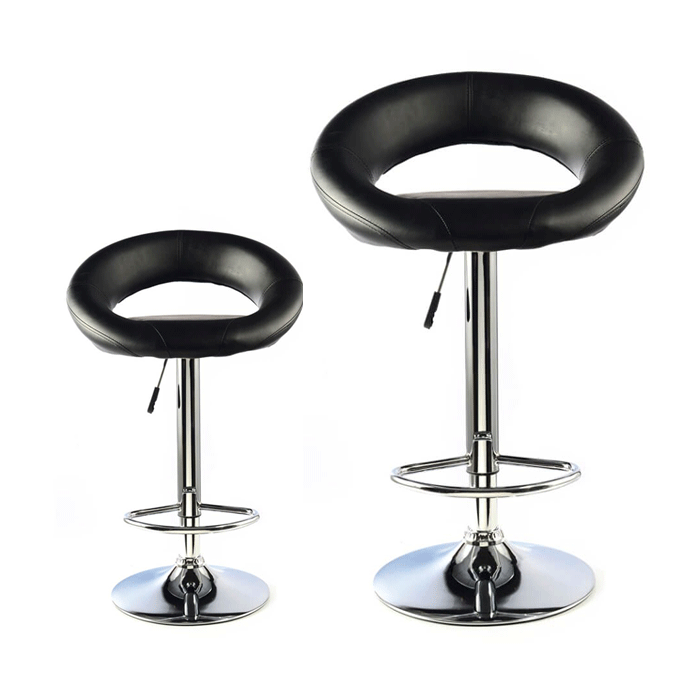 Cordova Swivel Bar Stools Set of 2 with Adjustable Height and Chrome Finish - Black