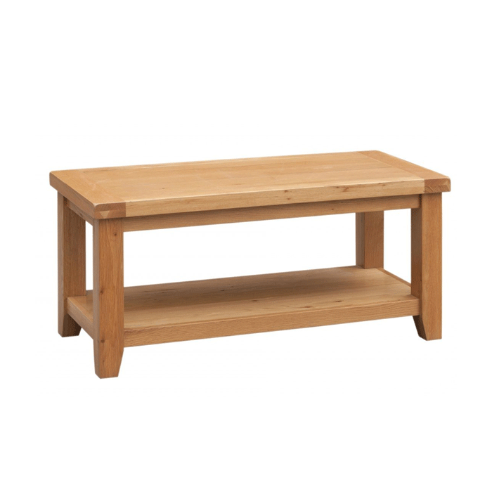 Eden Solid Oak Coffee Table with Shelf - Light Oak Finish