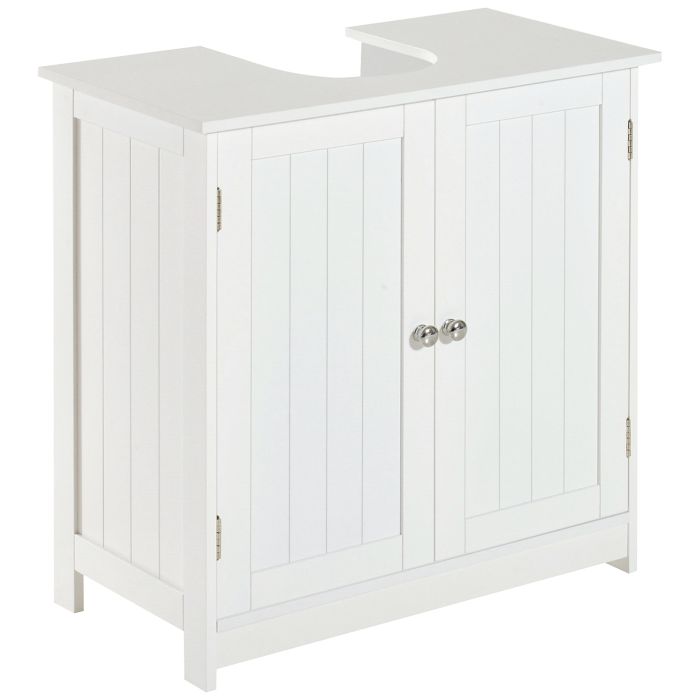 Under Sink Bathroom Storage Cabinet 2 Layers Vanity Unit Wooden - White