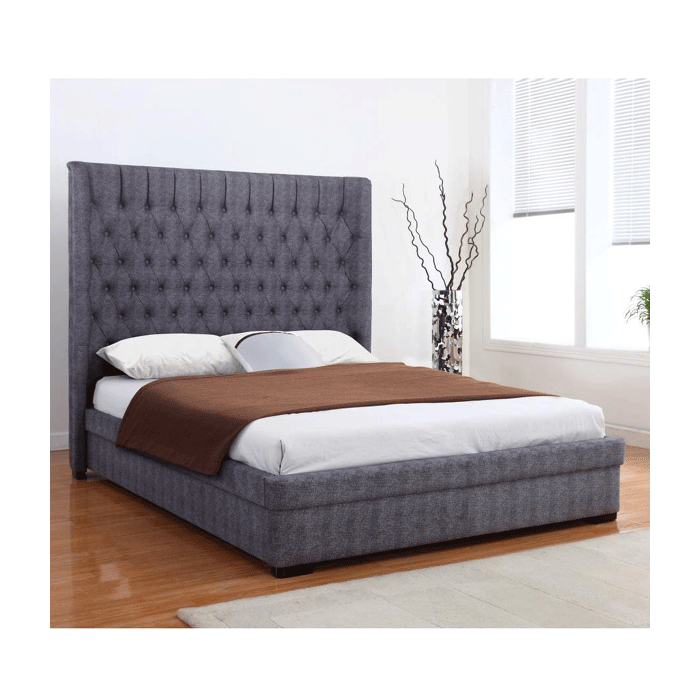 Dorchester High-Appealing Headboard Luxuries Classic Linen Bed Frame in Dark Grey - Kingsize