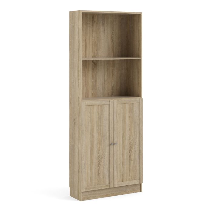 WRAYNE Tall Wide Display Cabinet Combination Storage with 4 Shelves and 2 Doors - Oak