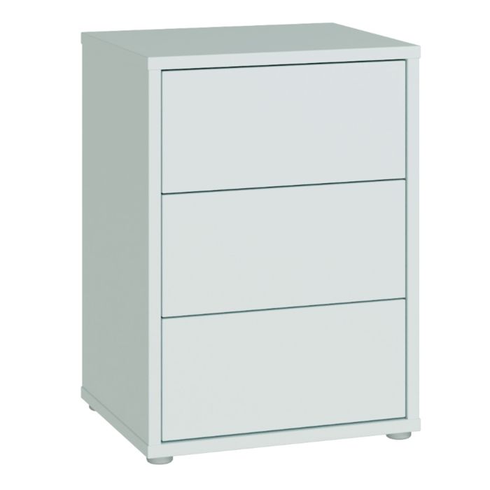 AVELINE Bedside Table Cabinet with 3 Push to Open Drawers - Light Grey