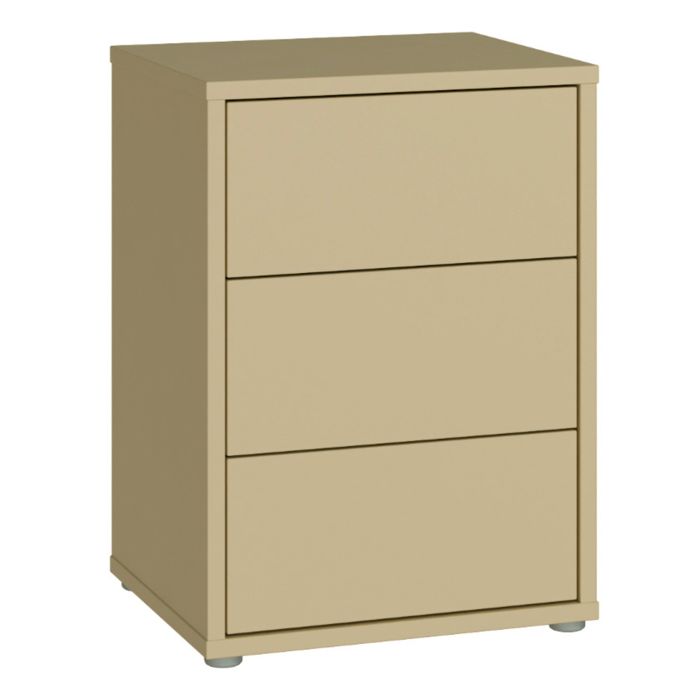 AVELINE Bedside Table Cabinet with 3 Push to Open Drawers - Butter Yellow