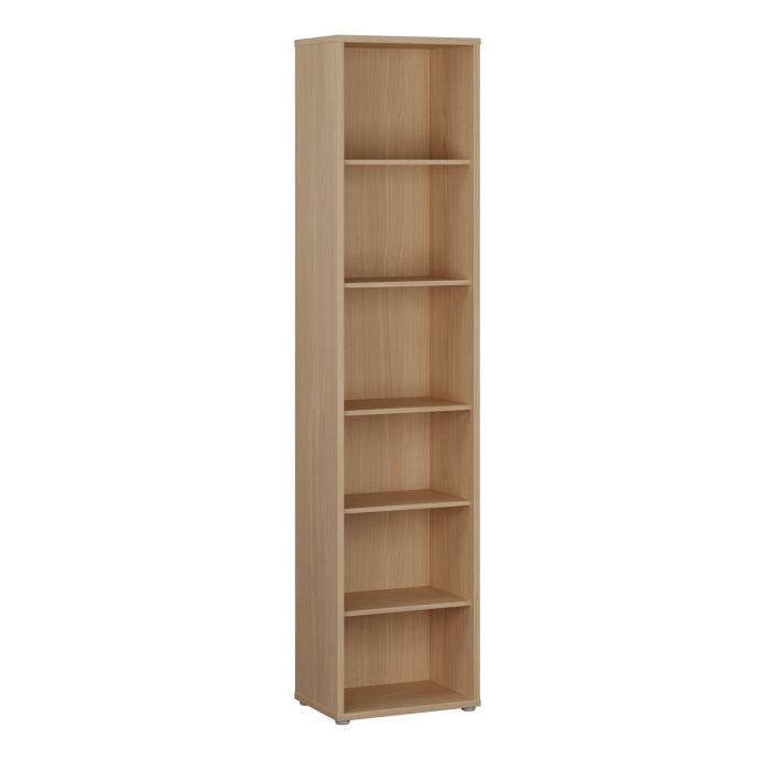 AVELINE Tall Narrow Bookcase with 5 Shelves - Elegancia Oak