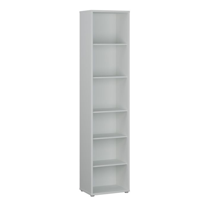 AVELINE Tall Narrow Bookcase with 5 Shelves - Light Grey