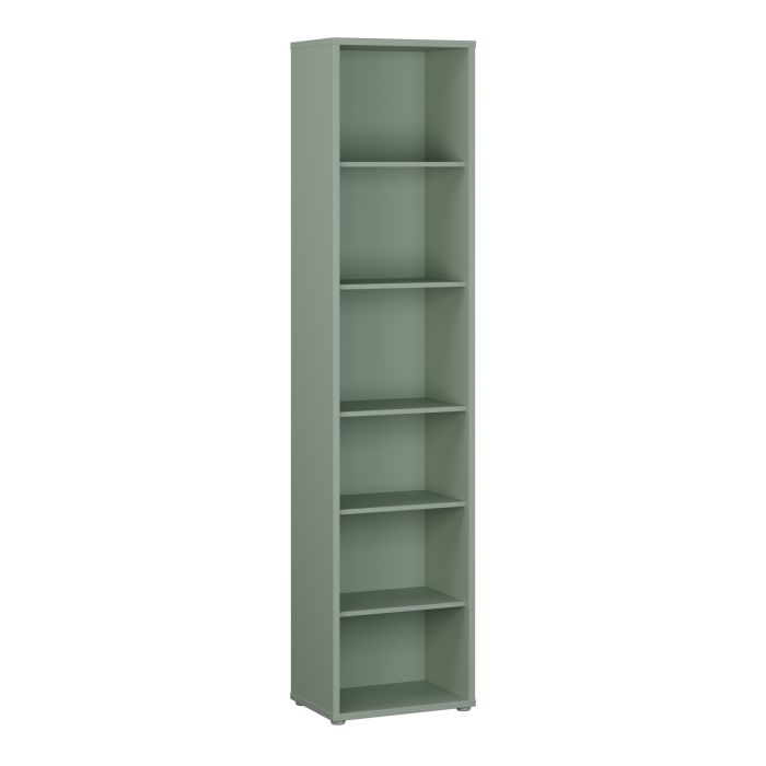AVELINE Tall Narrow Bookcase with 5 Shelves - Sage Green
