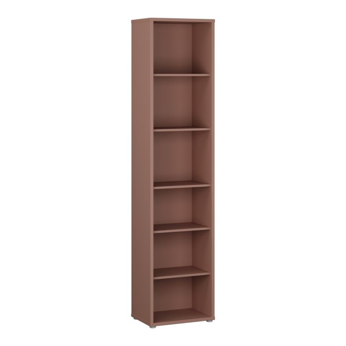 AVELINE Tall Narrow Bookcase with 5 Shelves - Terracotta